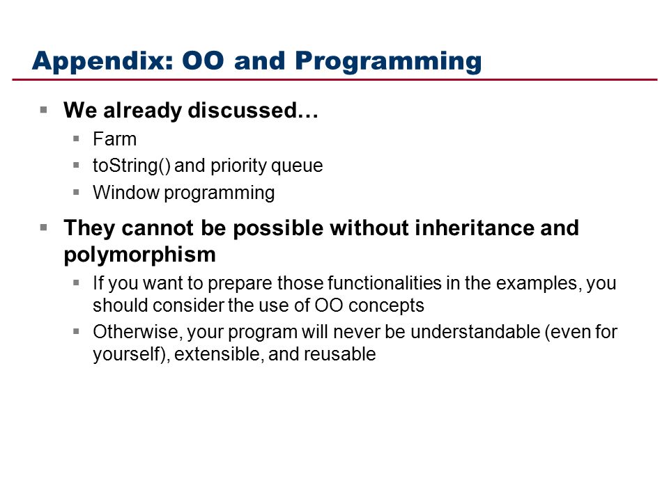 Appendix: OO and Programming