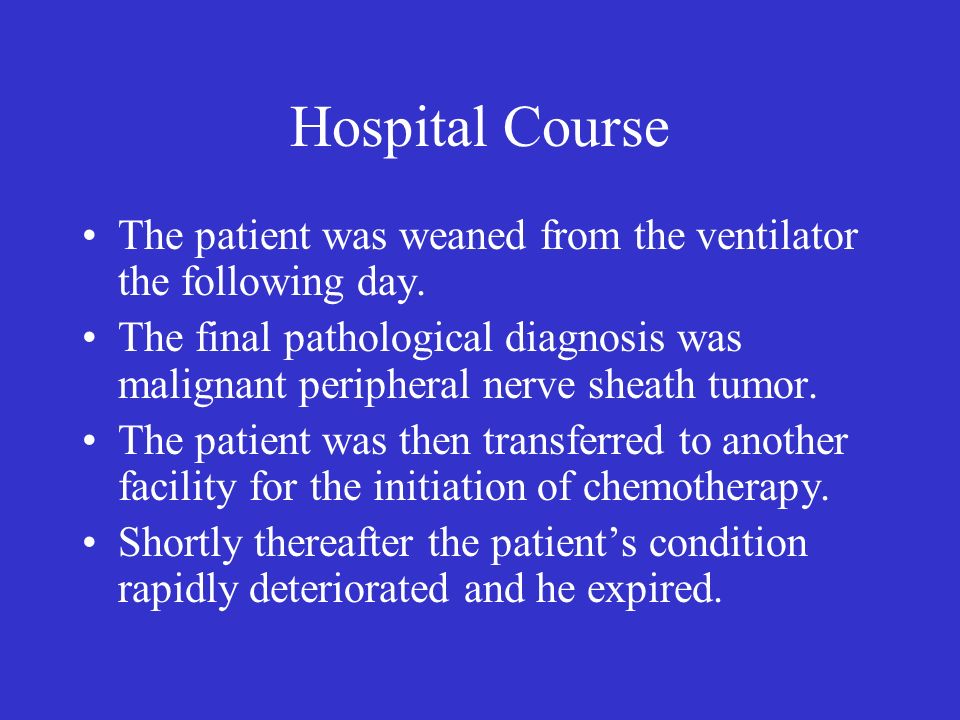 Hospital Course The patient was weaned from the ventilator the following day.