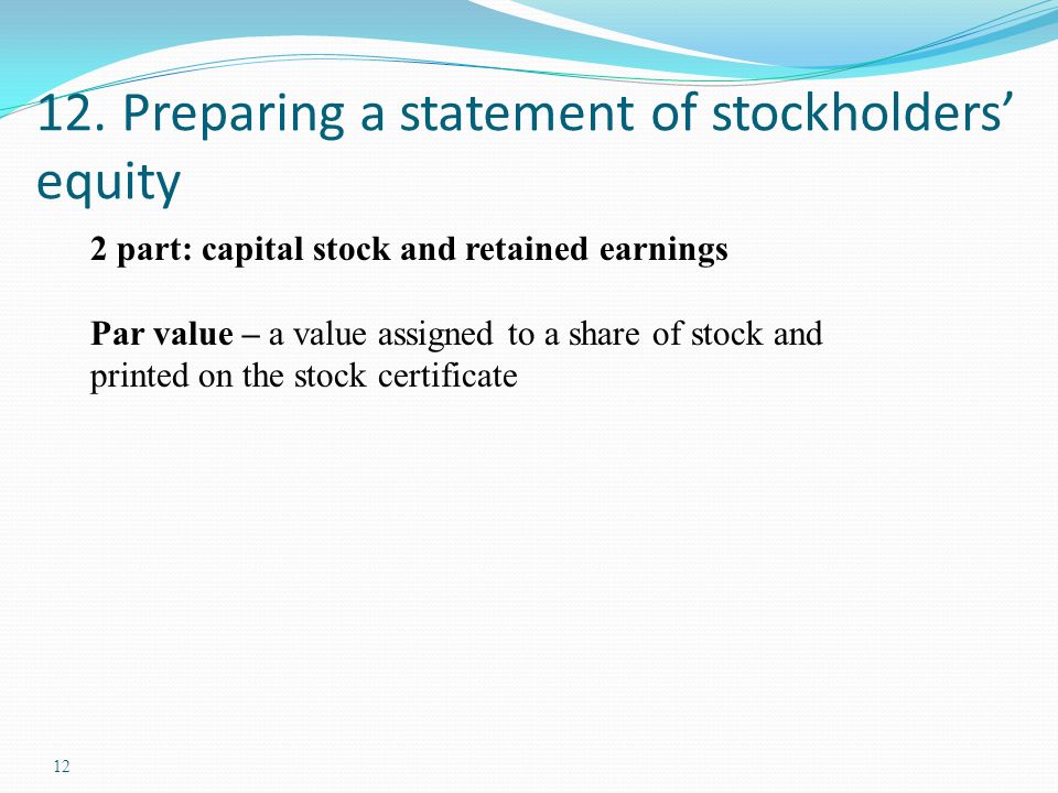 12. Preparing a statement of stockholders’ equity