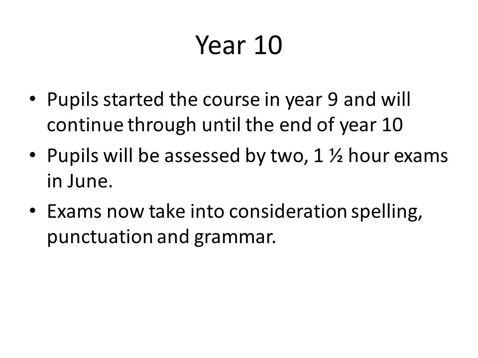 Year 10 Pupils started the course in year 9 and will continue through until the end of year 10.