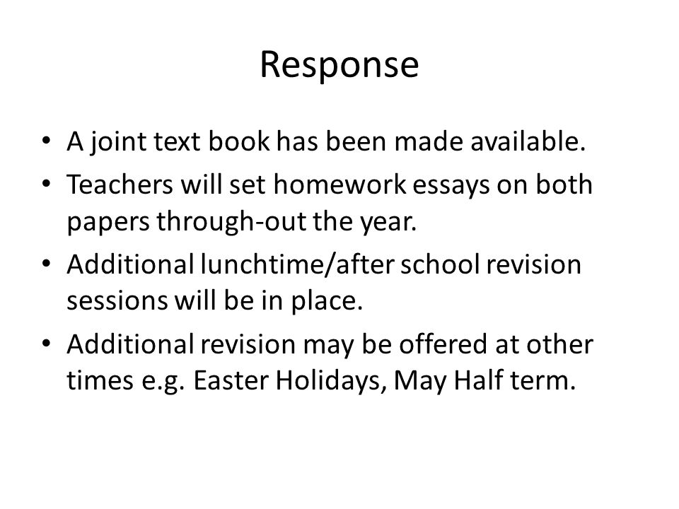 Response A joint text book has been made available.