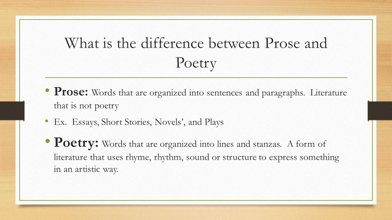 What is the difference between Prose and Poetry