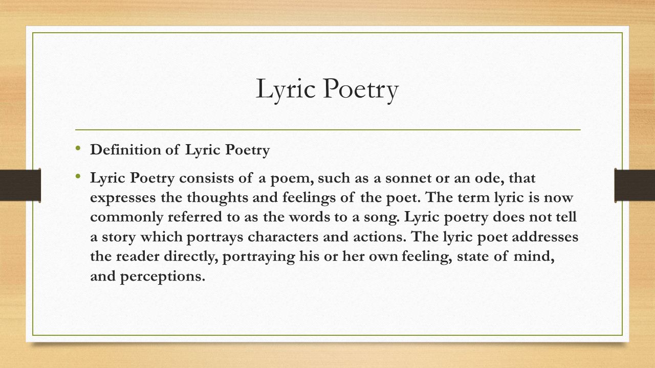 Lyric Poetry Definition of Lyric Poetry