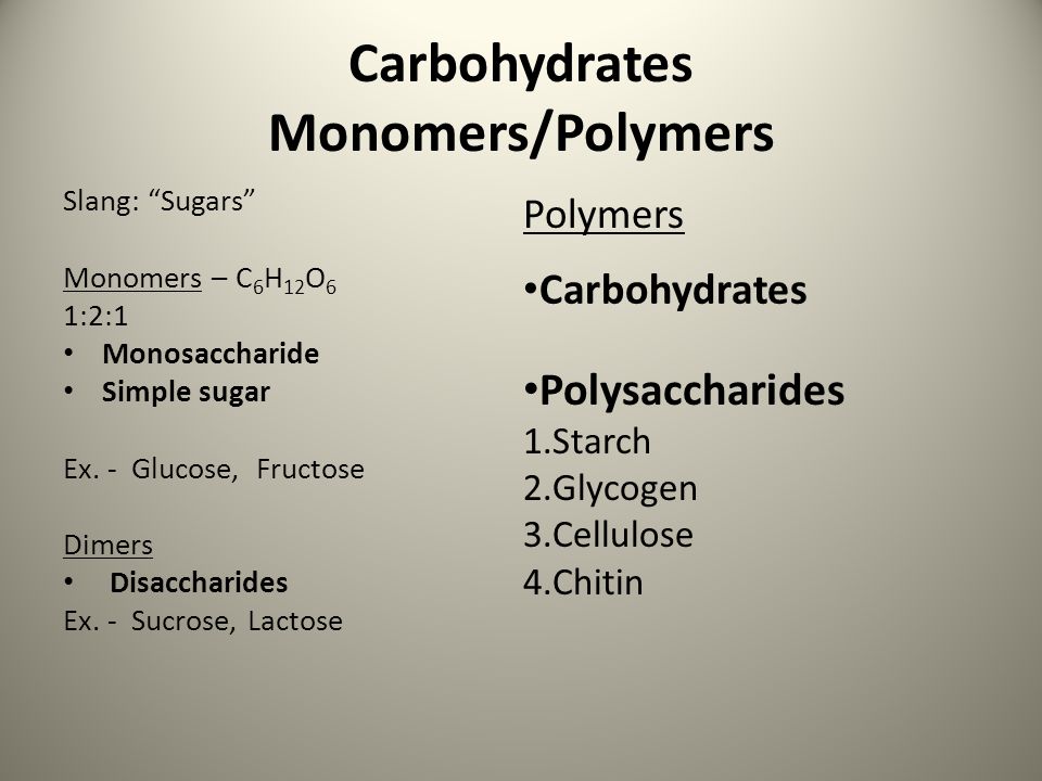 Carbohydrates Monomers/Polymers