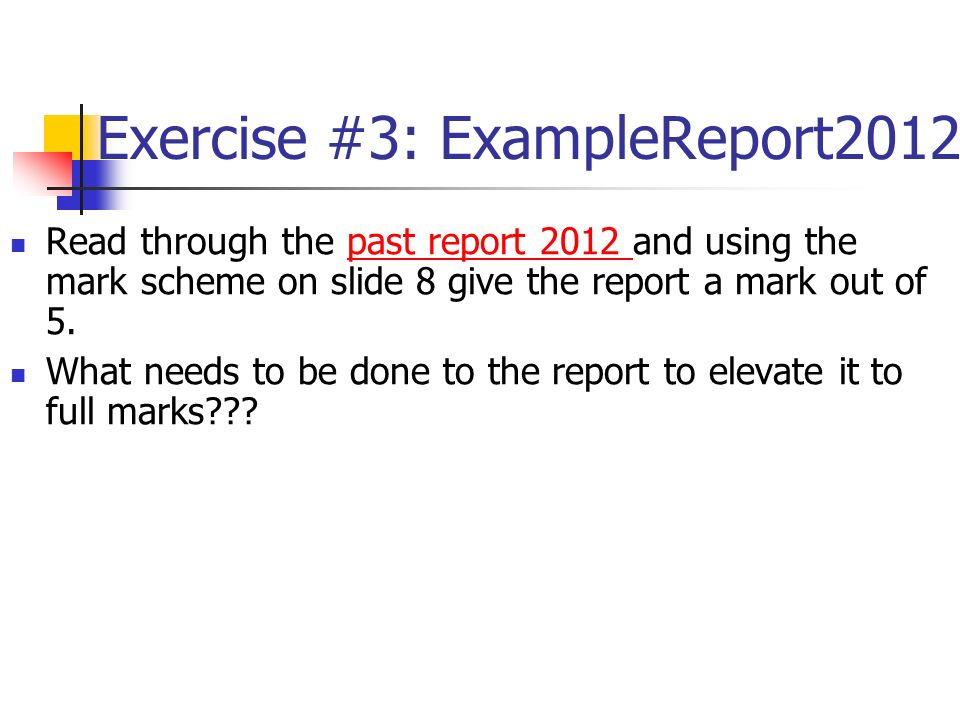 Exercise #3: ExampleReport2012