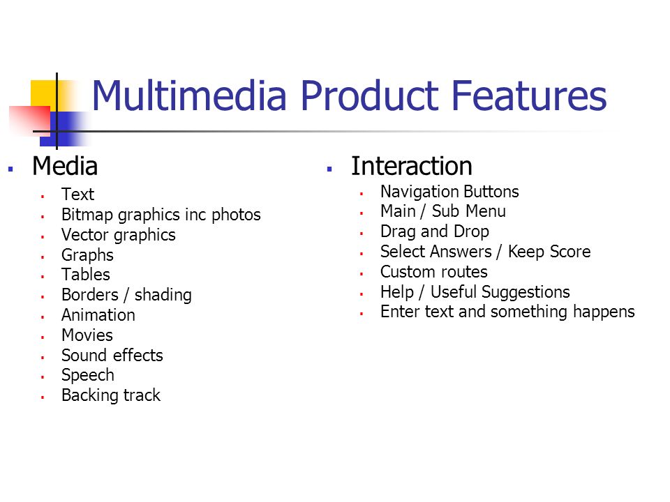 Multimedia Product Features