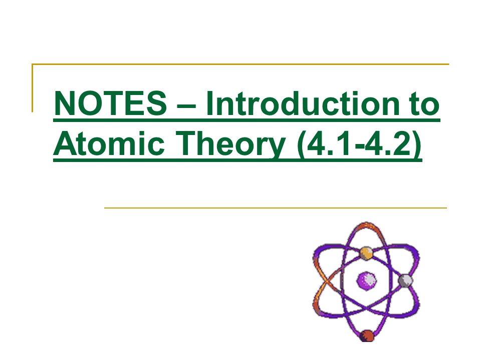 NOTES – Introduction to Atomic Theory ( )