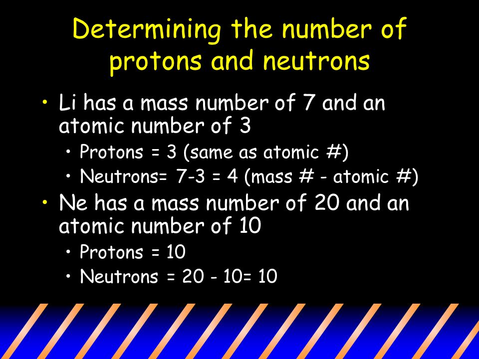Determining the number of protons and neutrons