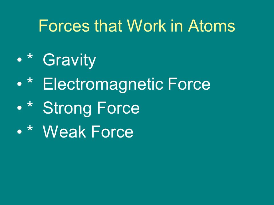 Forces that Work in Atoms