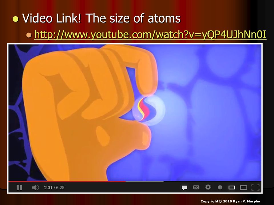 Video Link! The size of atoms