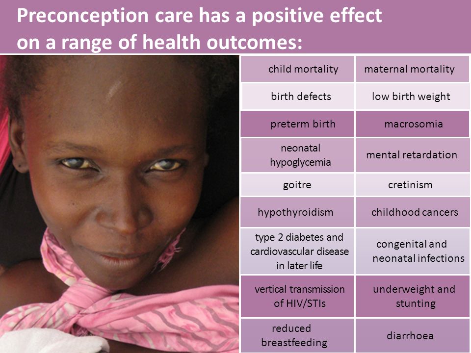 Preconception care has a positive effect on a range of health outcomes: