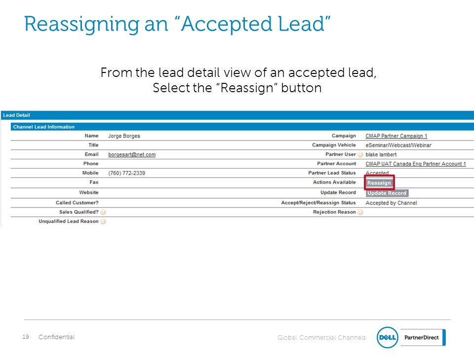 Reassigning an Accepted Lead