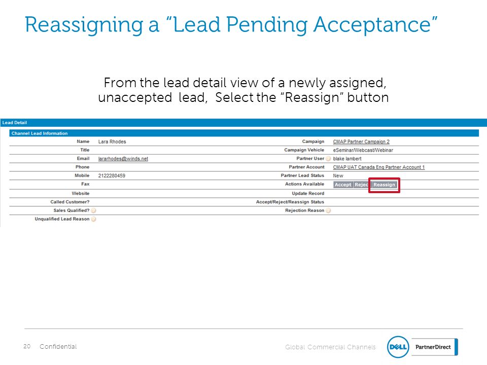 Reassigning a Lead Pending Acceptance
