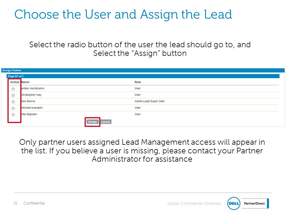 Choose the User and Assign the Lead