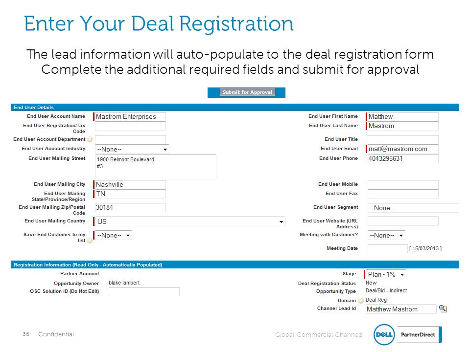 Enter Your Deal Registration