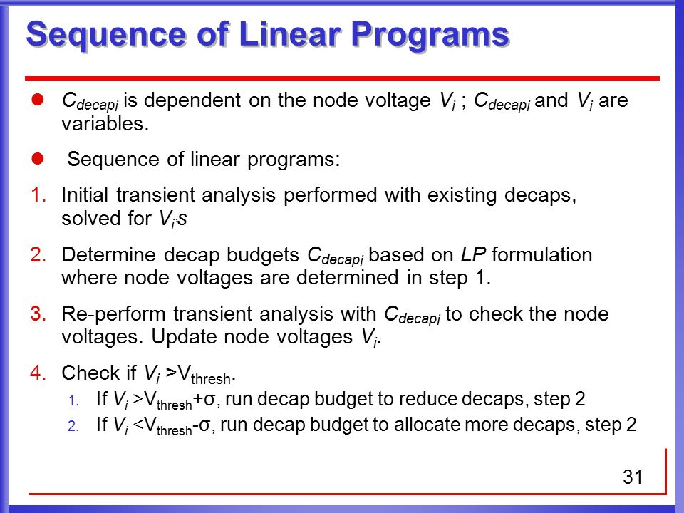 Sequence of Linear Programs