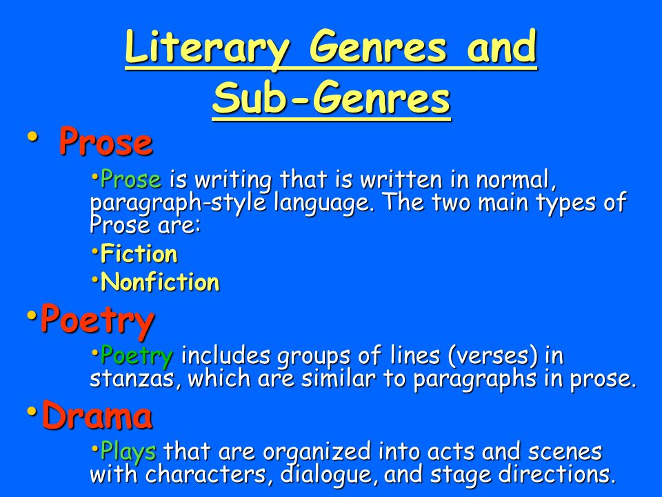 Literary Genres and Sub-Genres