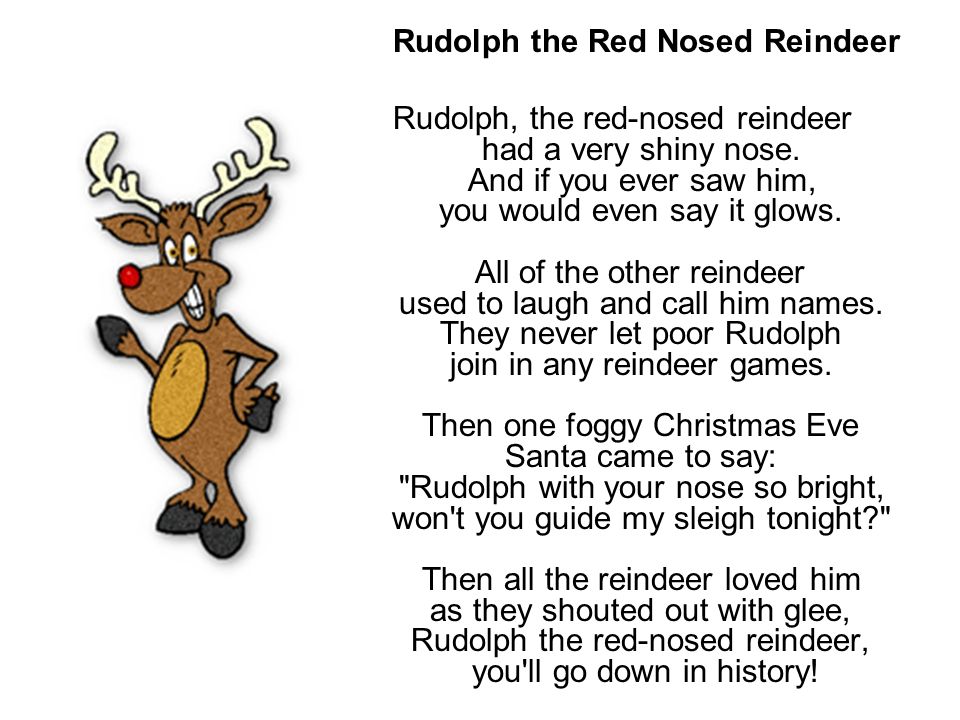 Как будет олень на английском. Rudolf the Red Nosed Reindeer текст. Стих на английском про новый год. Стих про оленя. Стихотворения про оленей на английском.