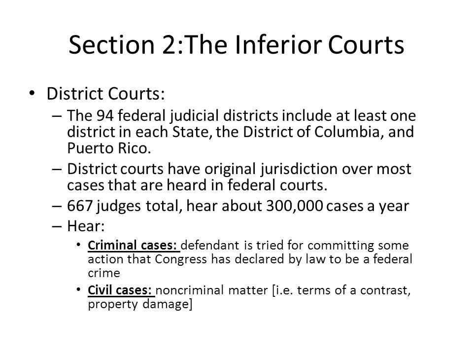 Section 2:The Inferior Courts