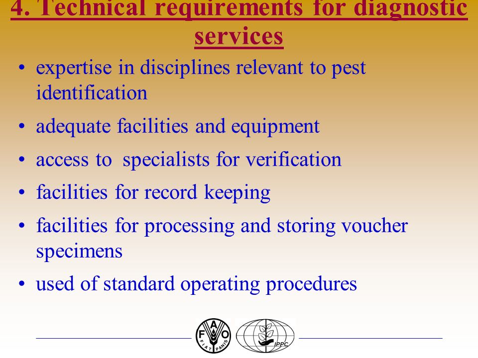 4. Technical requirements for diagnostic services