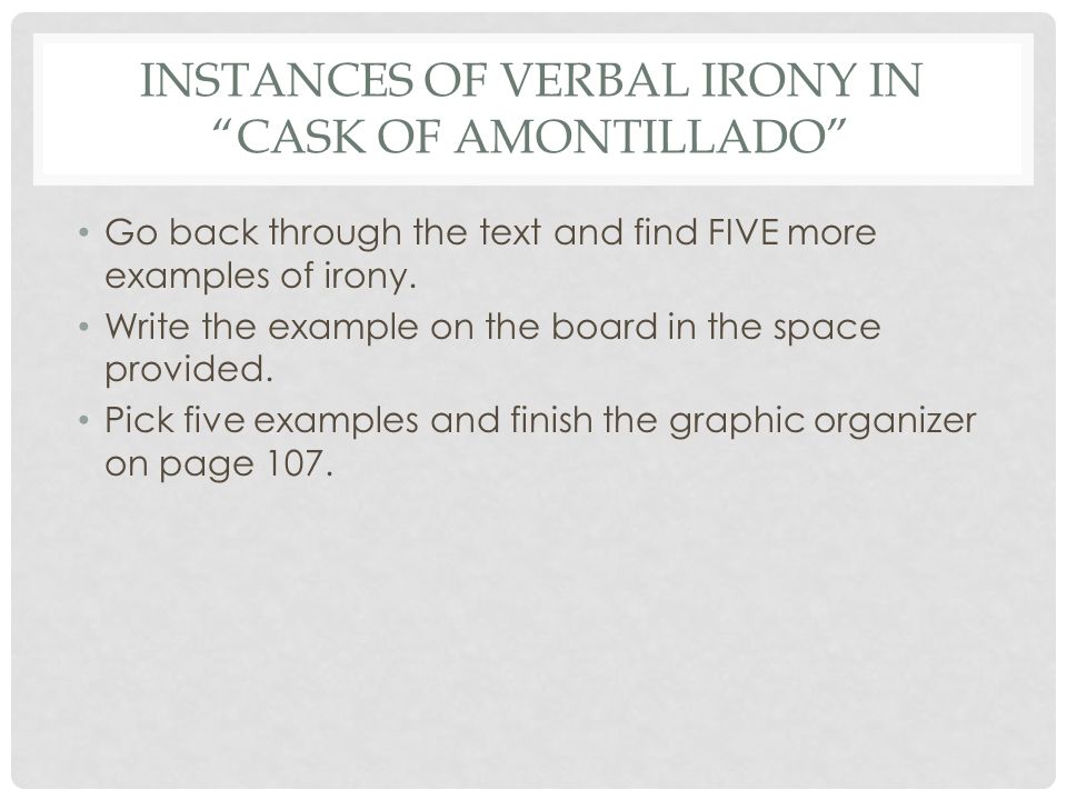 Instances of Verbal Irony in Cask of Amontillado