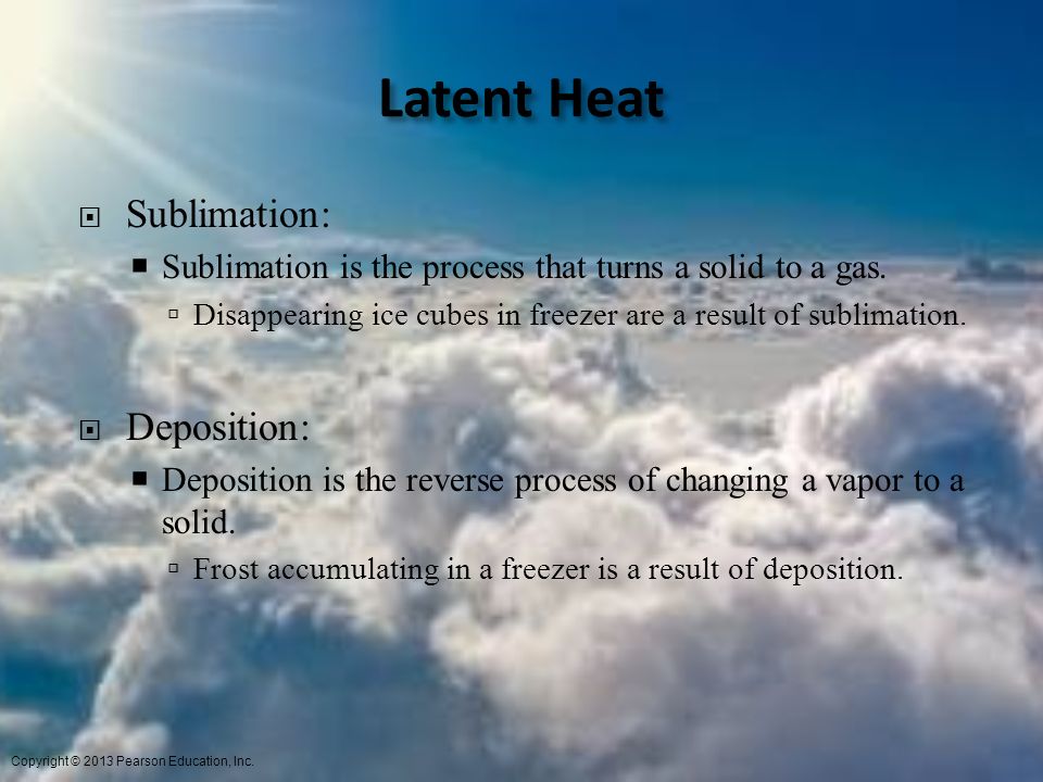 Latent Heat Sublimation: Deposition: