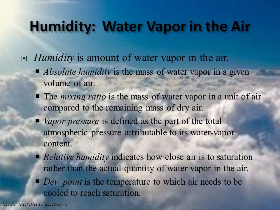 Humidity: Water Vapor in the Air