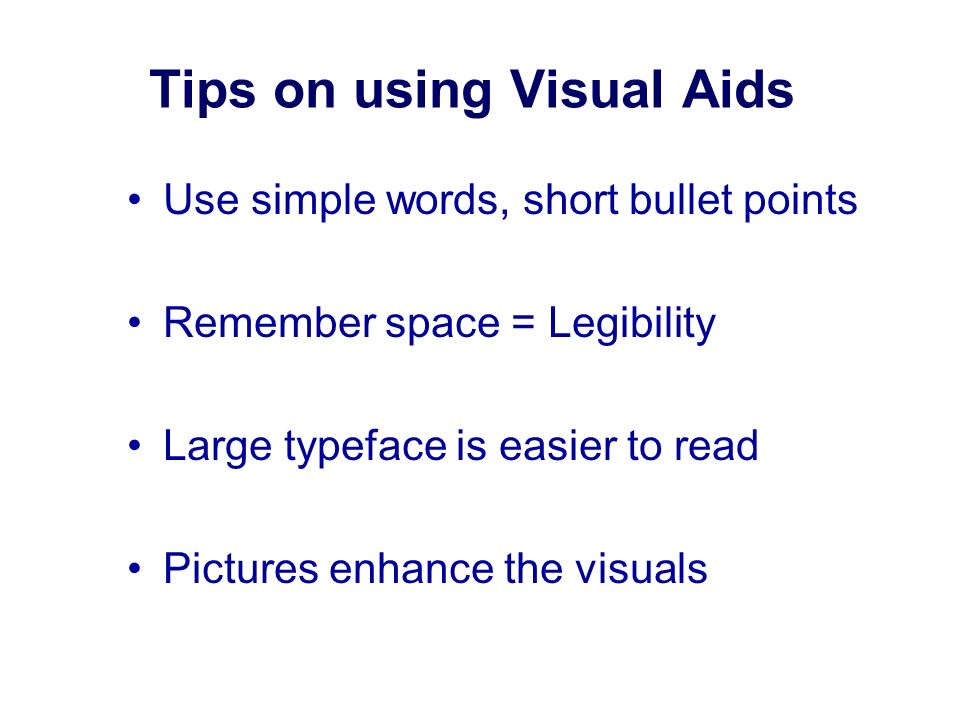 Tips on using Visual Aids