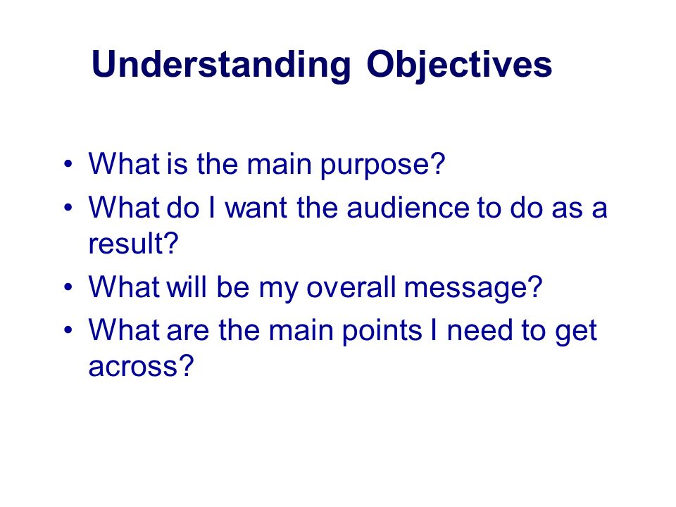 Understanding Objectives