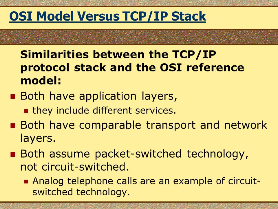 OSI Model Versus TCP/IP Stack