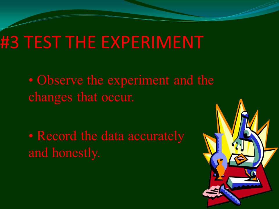 #3 TEST THE EXPERIMENT Observe the experiment and the changes that occur.