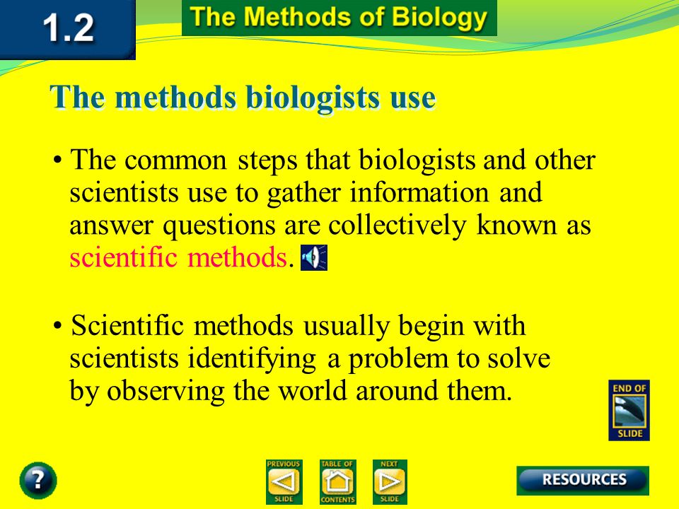 The methods biologists use