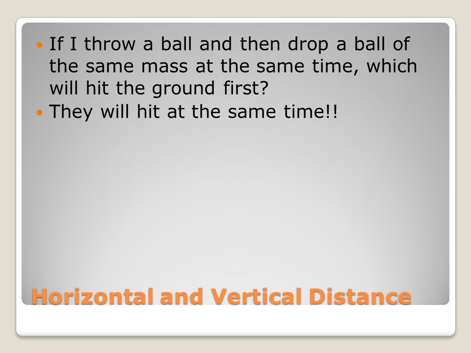 Horizontal and Vertical Distance