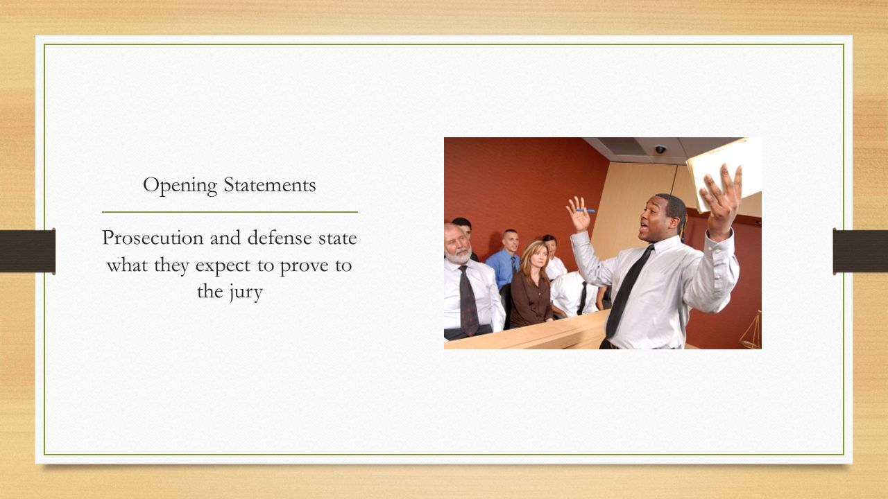 Prosecution and defense state what they expect to prove to the jury