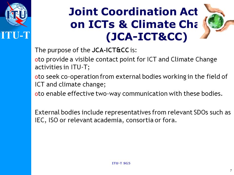 Joint Coordination Activity on ICTs & Climate Change (JCA-ICT&CC)