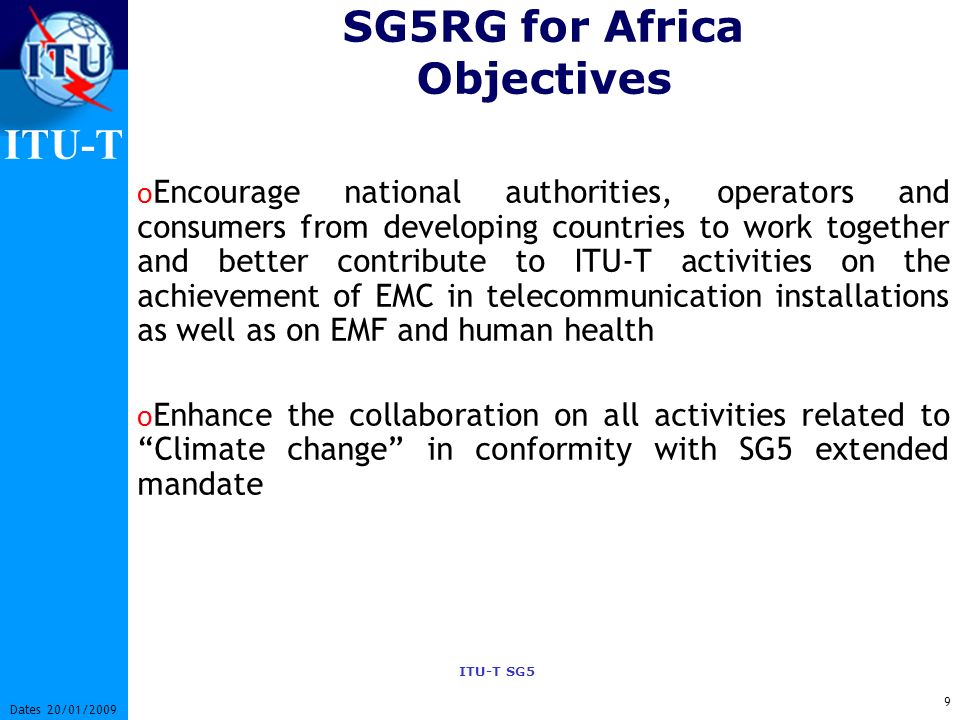 SG5RG for Africa Objectives