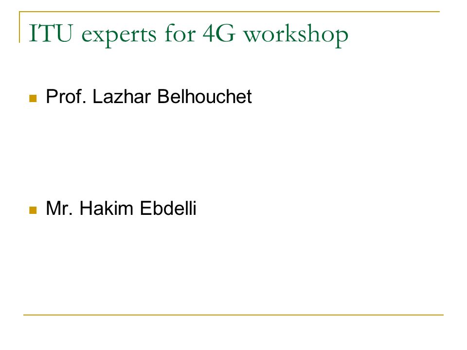 ITU experts for 4G workshop