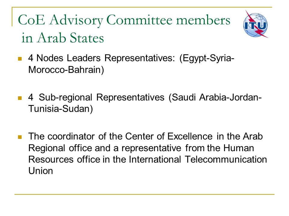 CoE Advisory Committee members in Arab States