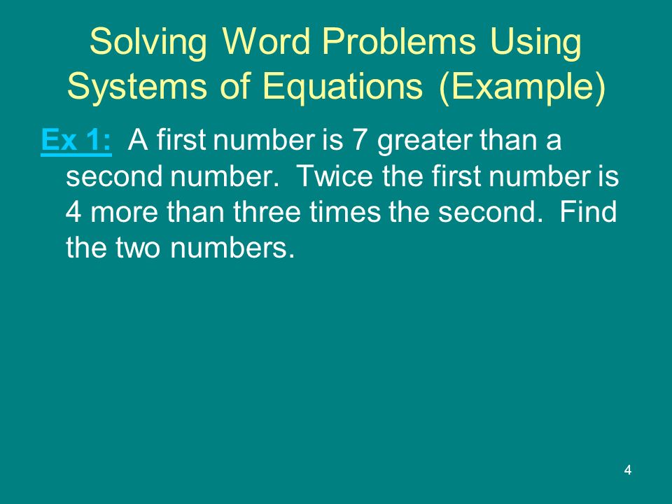 Solving Word Problems Using Systems of Equations (Example)