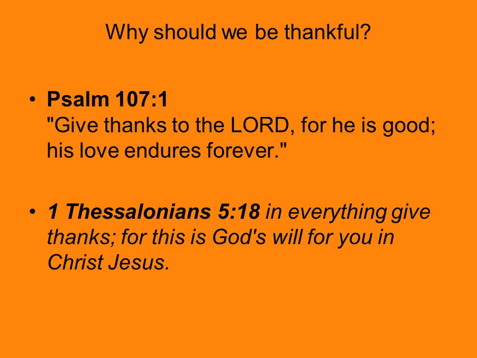 Why should we be thankful