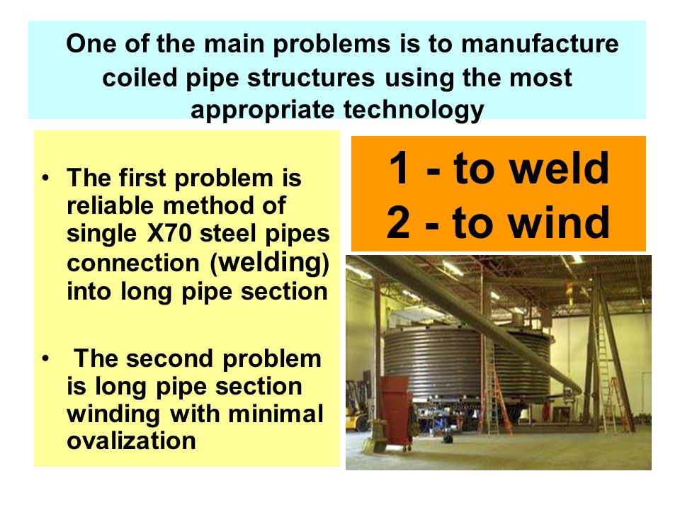 One of the main problems is to manufacture coiled pipe structures using the most appropriate technology