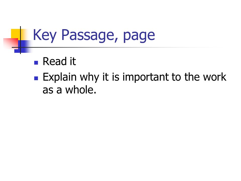 Key Passage, page Read it