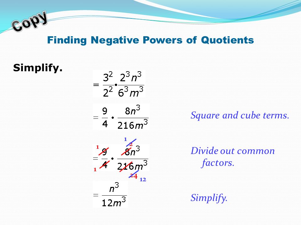 Finding Negative Powers of Quotients
