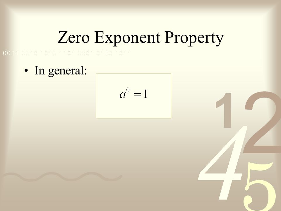 Zero Exponent Property
