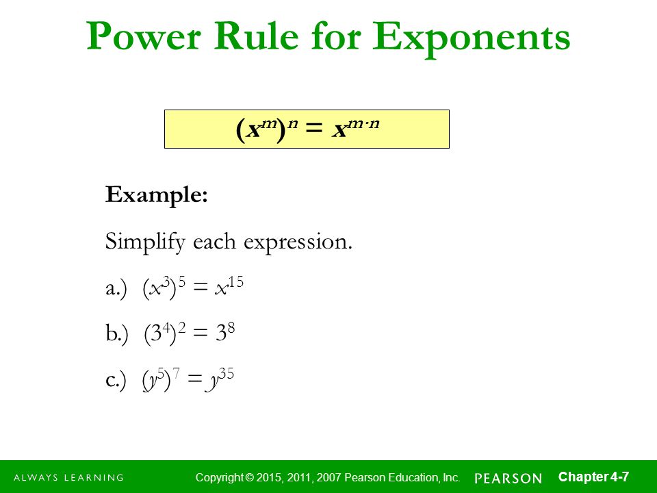 Power Rule for Exponents