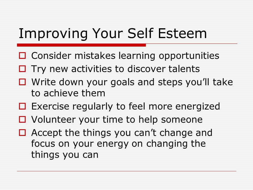 Improving Your Self Esteem