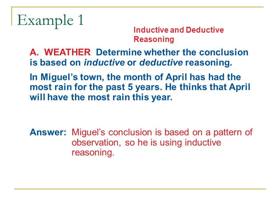 Inductive Reasoning And Conjecture And Deductive Reasoning