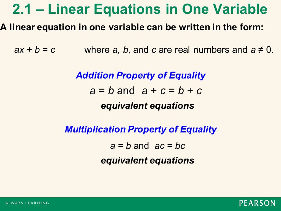 2 1 Linear Equations In One Variable Ppt Download