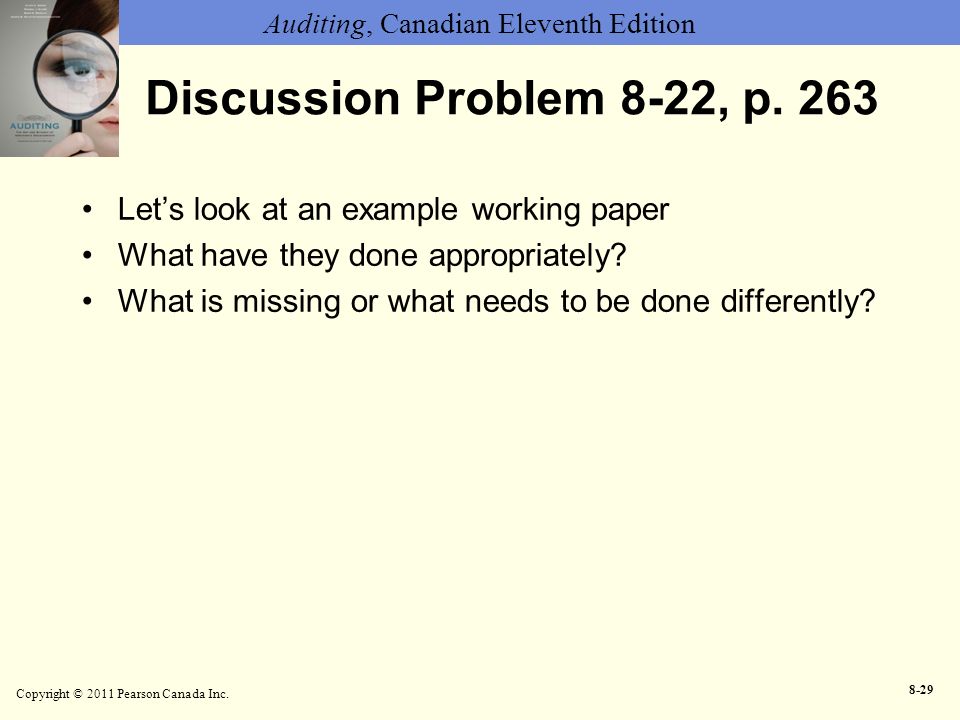 Discussion Problem 8-22, p. 263 Let’s look at an example working paper