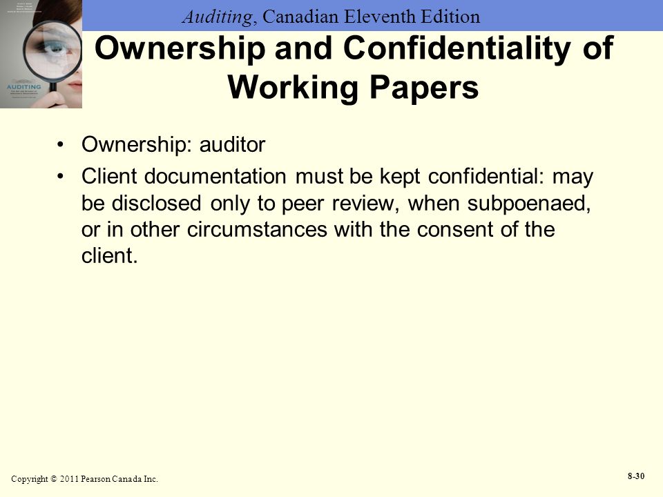 Ownership and Confidentiality of Working Papers